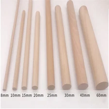 Hardwood Dowels 6-60mm Dia Wooden Beechwood Chamfered Fluted Pin Wood 200mm Long