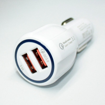 10x New White Dual USB Car Charger Quick Charge 3.0 for Mobile Phone Fast 3.1A