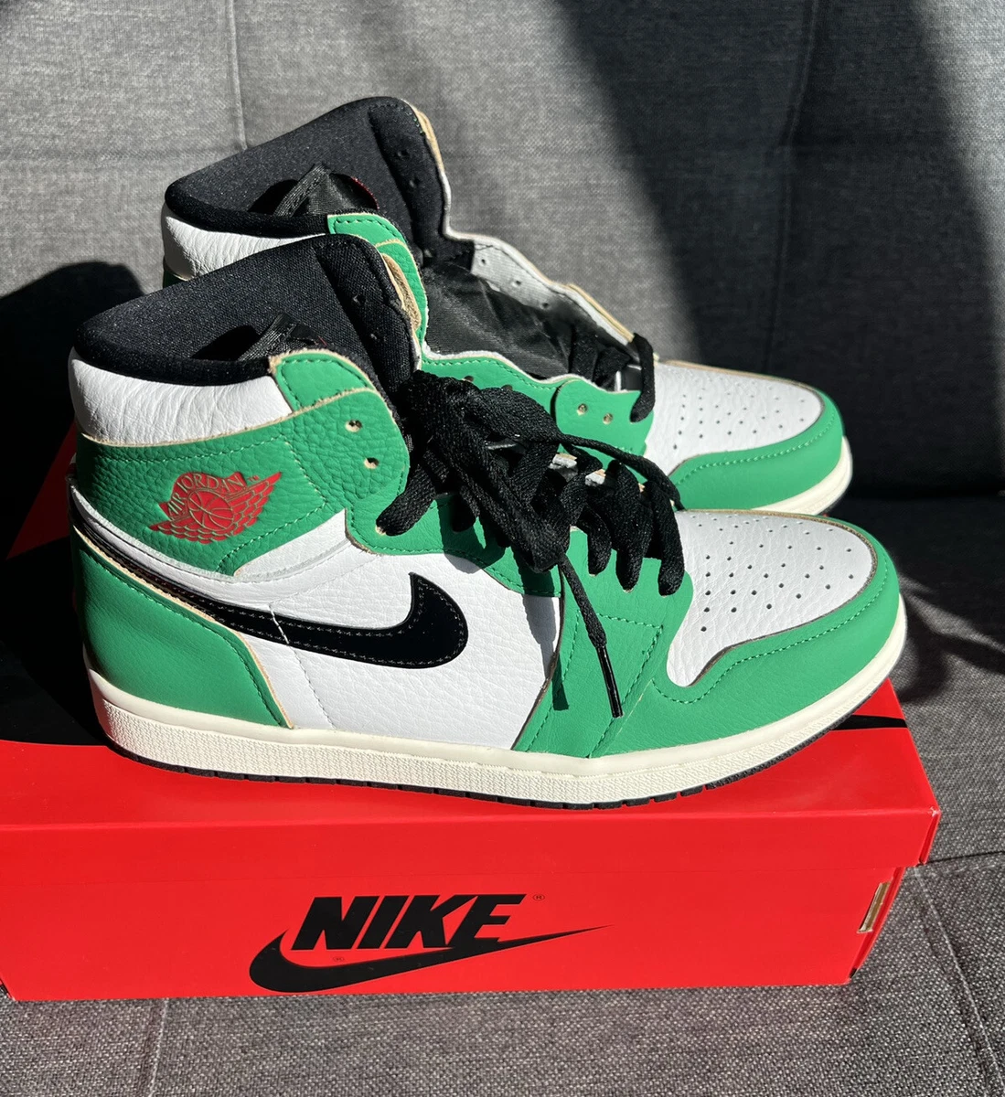 NIKE AIR JORDAN 1 High Kicks Lucky Green Shoes Sneakers 8.5W M 7 DB4612-300  NIB