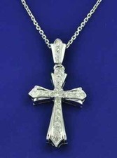 1.00ct Round Cut Diamond Cross Pendant Necklace 14k White Gold Finish