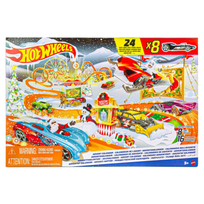 Hot Wheels Adventskalender, 8 Spielzeugautos 2022 Nikolaus Weihnachtsgeschenk