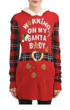 NWT No Boundaries Hoodie Ugly Christmas Sweater Junior Size M 7 9  Santa Body  