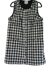 NEW, Reformation Tropez Tweed Shift Dress Black Check Size 10 #MD515