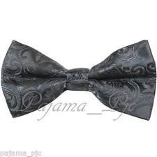 CHARCOAL GRAY MEN Paisley Pre-tied Bow tie Wedding Formal Party Prom