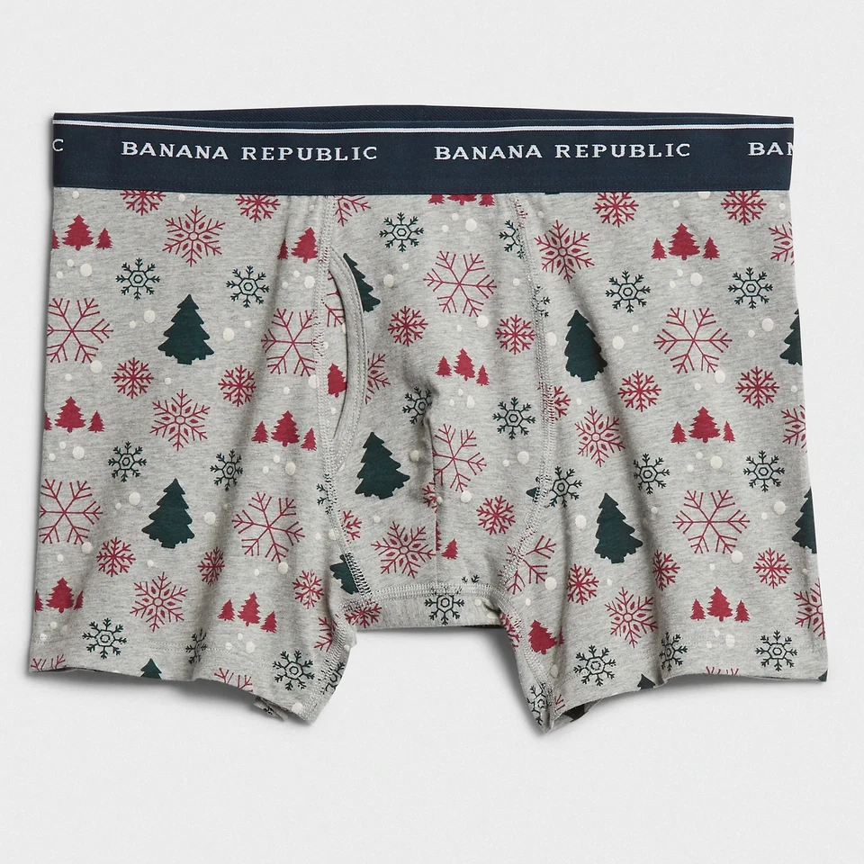 Calzoncillos boxer Banana Republic para hombre medianos 2 pares de luces/árboles copos de nieve Foto 2 de 3