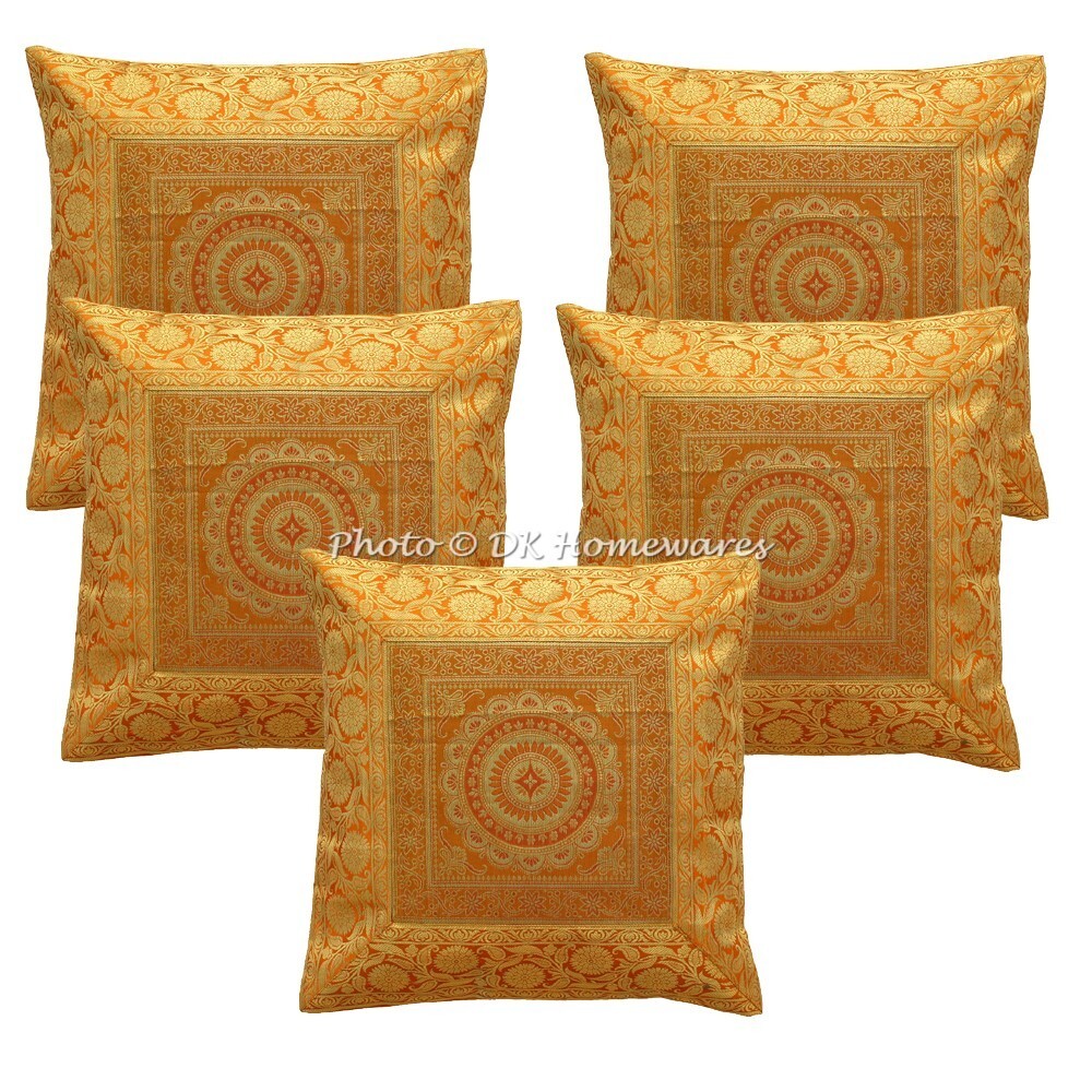 Bohemian Brocade Throw Pillow Covers 40x40 cm Indian Mandala Set Of 5 Cushion