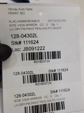 Used Left Door Mirror fits: 2013 Buick Encore Power w/o memory package Left Grad