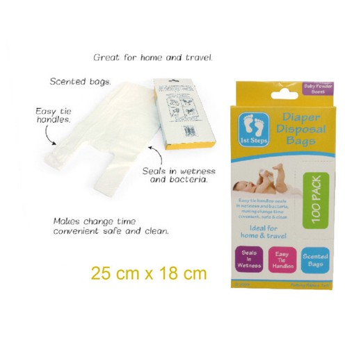 DISPOSABLE NAPPY BAGS 100/500/1200pc SingleUse Diaper Disposal Bag Rubbish Waste - Picture 2 of 2