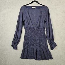 Urban Outfitters Women's Blue white polka Dot Smocks waist Mini Dress Size M