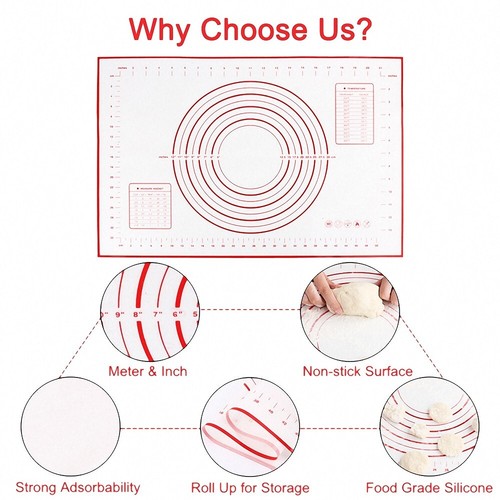 2 PACK Silicone Pastry Mat Non-stick Measurement Fondant Pie Crust Dough Oven - Picture 5 of 9
