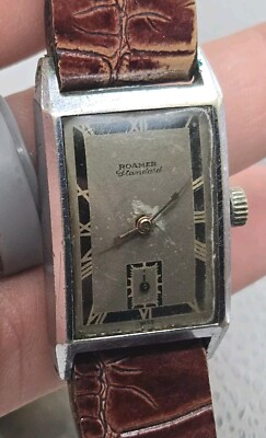 RARE Vintage Mens Roamer Standard Rectangle Watch 3660 Grey Dial Running