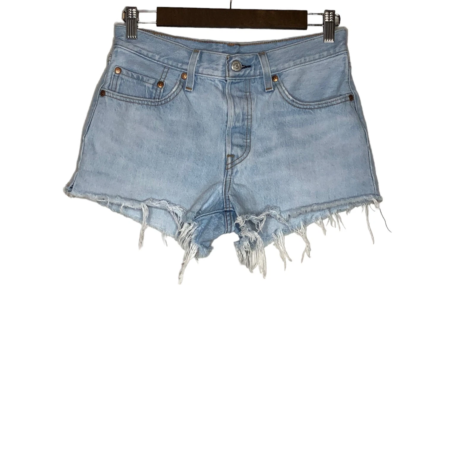 Levi's 501 Denim Raw Hem Button-Fly Light Wash Shorts Size 26