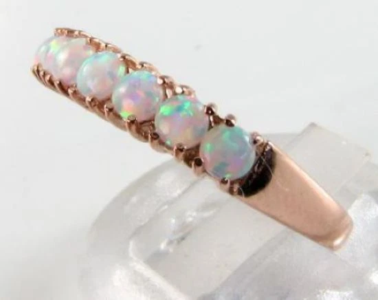 Anillo Eternidad Art Déco 9CT 9K Oro Rosa Ópalo Natural, Talla Gratis