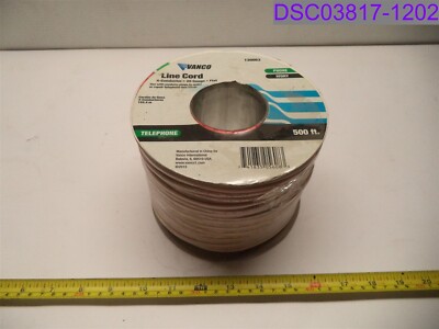 Vanco Line Cord 4-Coductor 26 Gauge Flat Ivory Phone Cord 500' P/N 130063