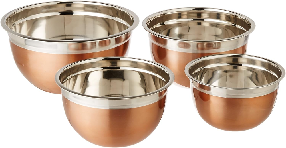 Mixing Bowl Set, 1.5QT+2.5QT+3QT+5QT, Copper Stainless Steel