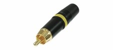 1 Neutrik Rean NYS373-4 RCA Male Phono Plug Black - Gold Contacts - Yellow Ring