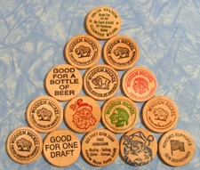 Lot of 15 Vintage Indiana Wooden Nickels Tokens Wood Coin Collection IN