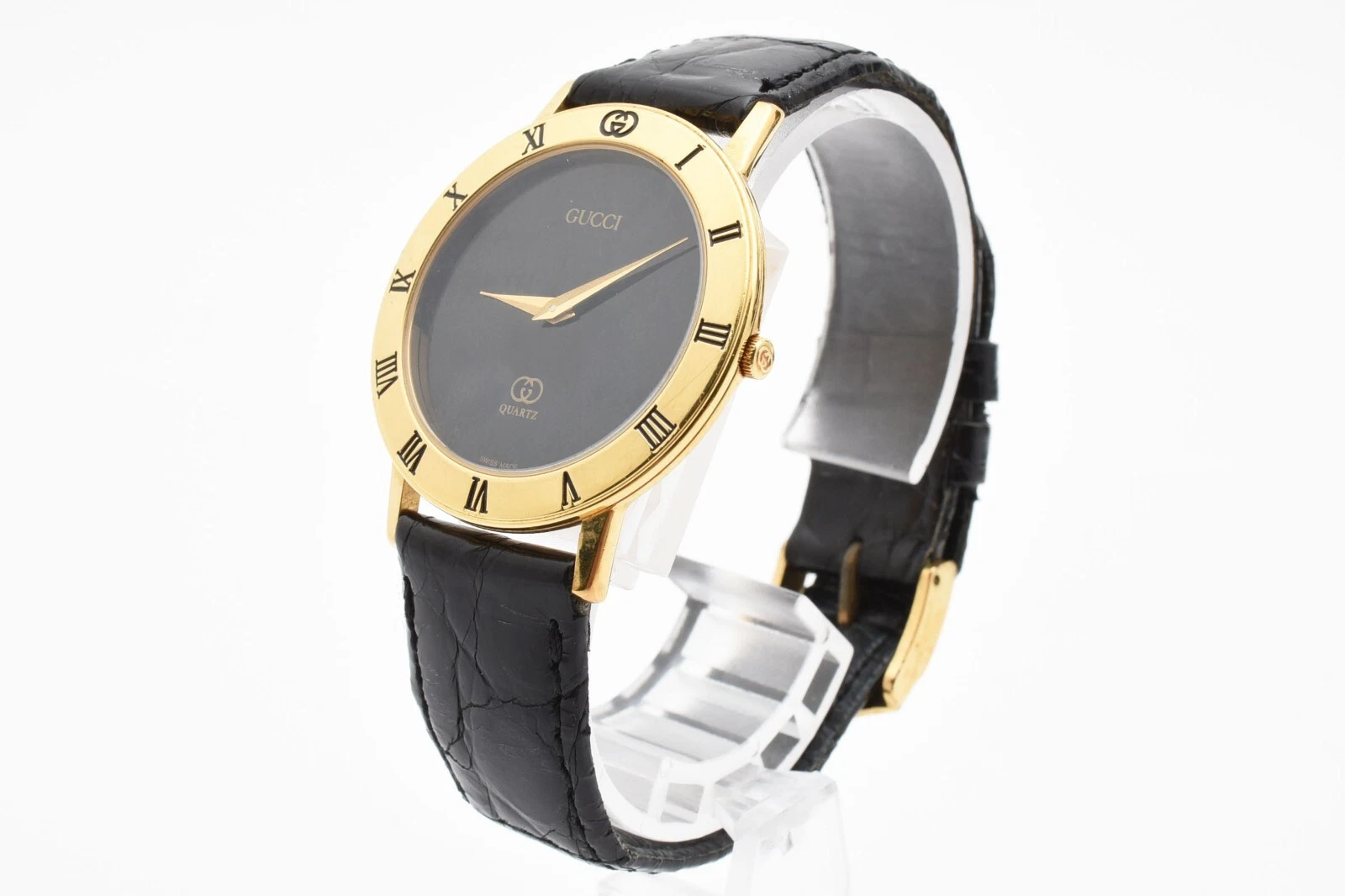 Montre à quartz homme vintage [EXC+5] Gucci 3001M cadran noir 33 mm du JAPON