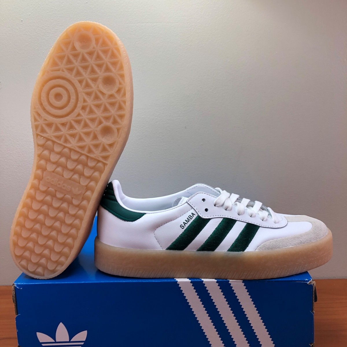adidas Originals Sambae Leather Sneakers 'White Green Gum' ID0440