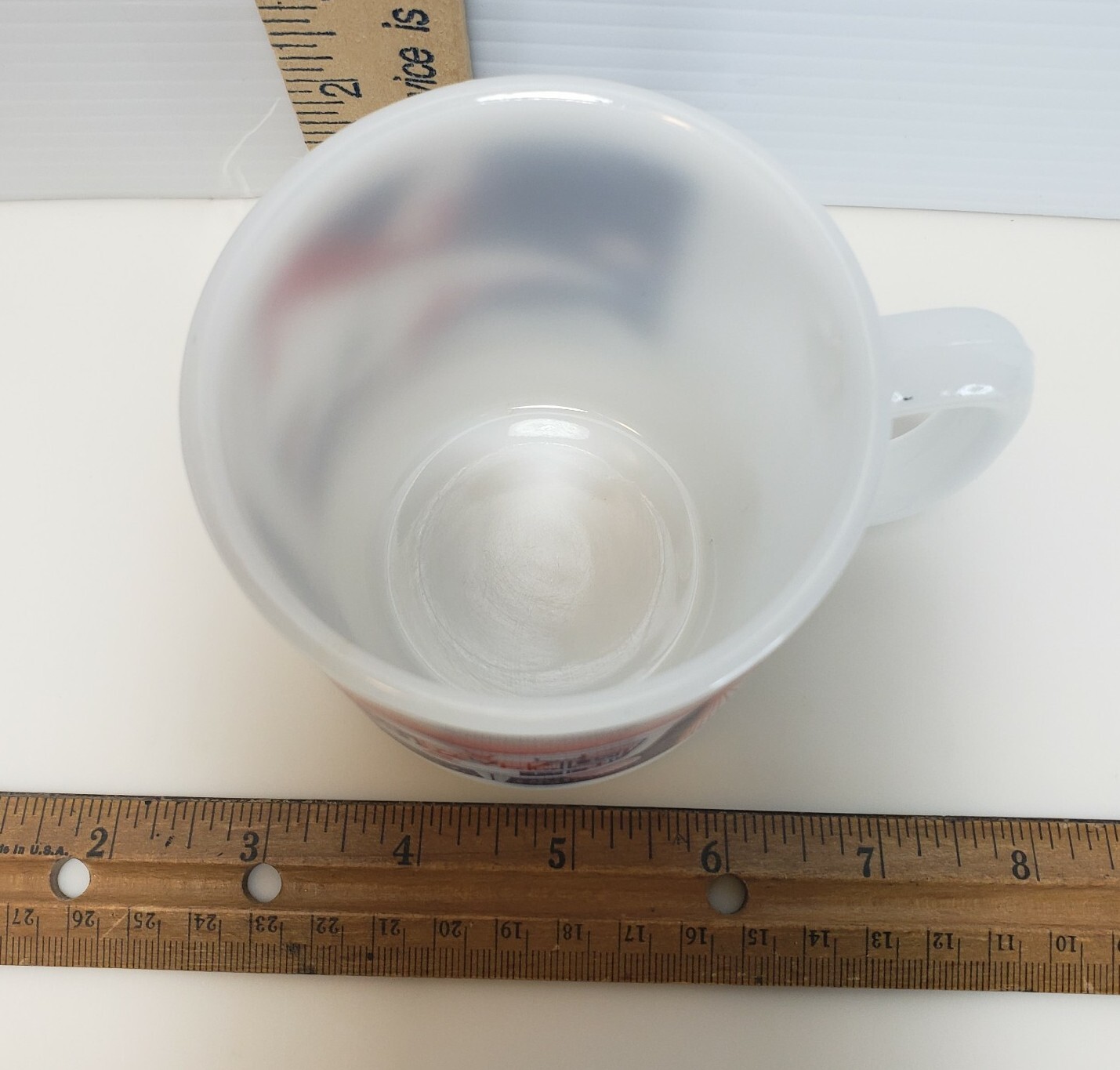 RARE Vintage Glasbake Mug Spaceship Space Rocket Mission Milk Glass Coffee Tea 