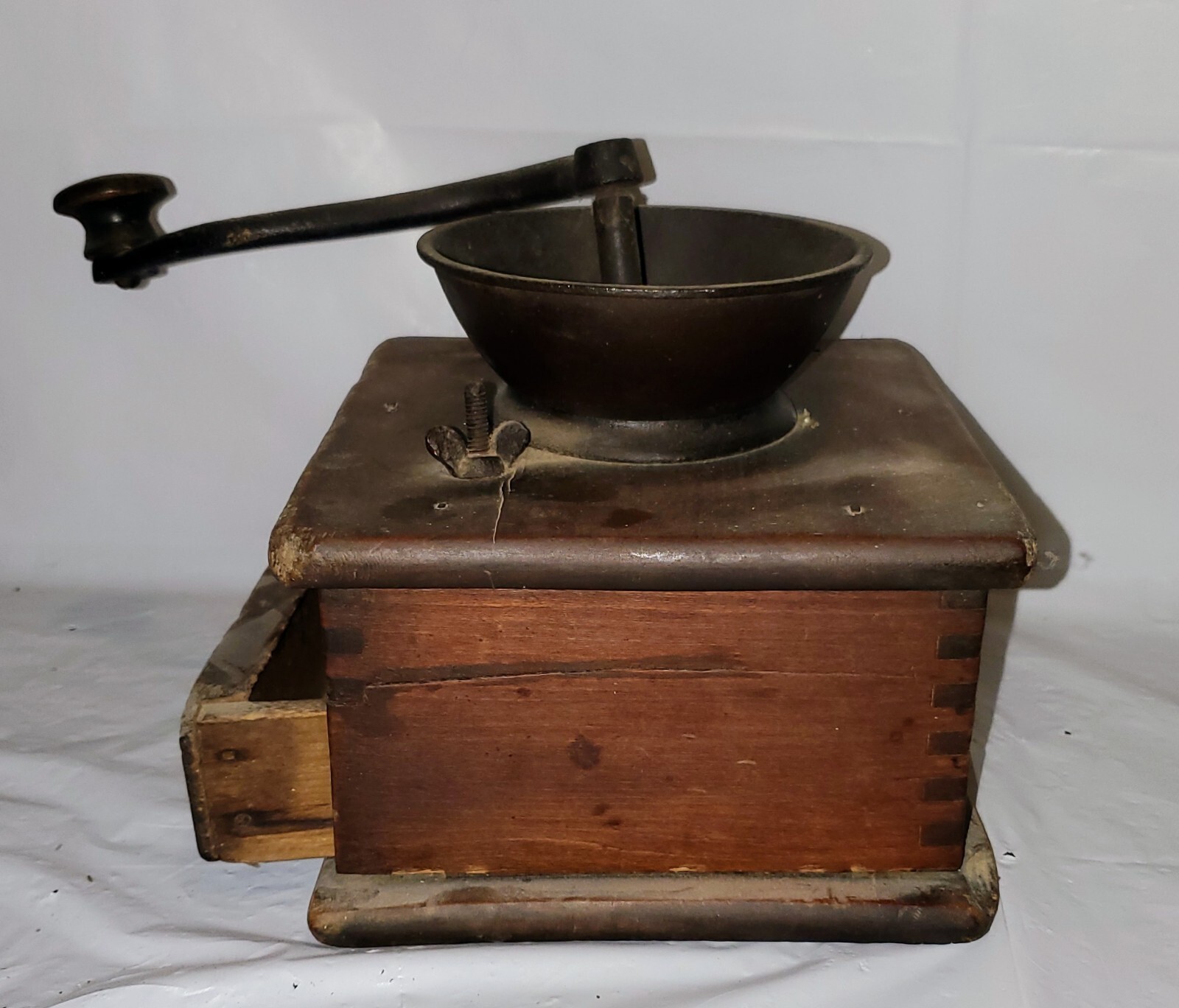 Antique Wood & Cast Iron Table Top Coffee Grinder! eBay