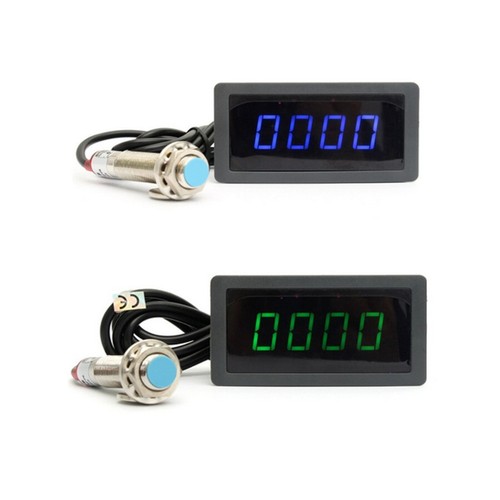 4 Digital LED Tachometer RPM Speed Meter 10-9999RPM＋Hall Proximity ...