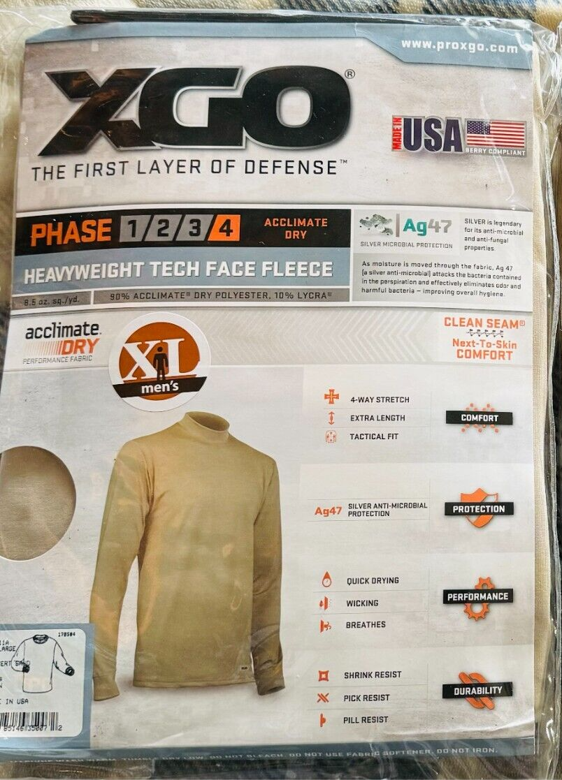 NEW MILITARY XGO PHASE 4 ACCLIMATE DRY HEAVYWEIGHT TECH FACE FLEECE  XL