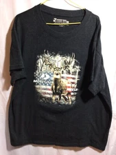 Mossy Oak by Staghorn Creek Large Black T Shirt Graphics of Buck