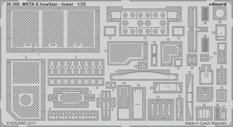 Eduard 1/35 Photoetch MSTA S howitzer tower for ZVEZDA kit - 36366 Eduard 1/35 Photoetch MSTA S howitzer tower for ZVEZDA kit - 36366