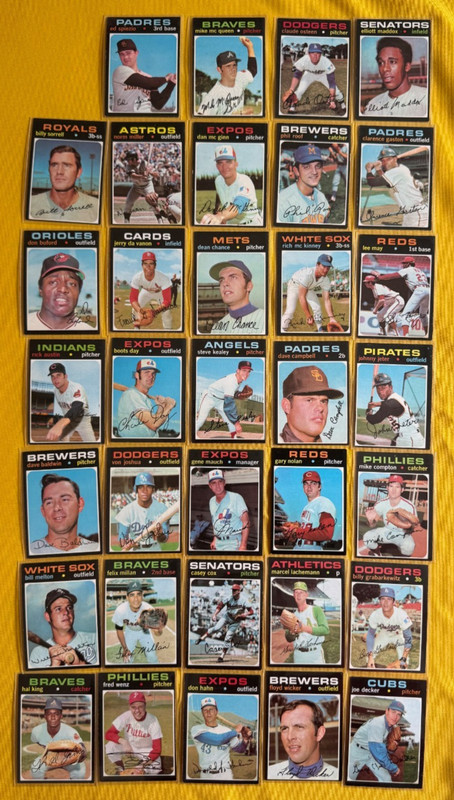 1971 Topps Baseball 34 Card Lot Partial Set Low #s Some Stars EXC condition