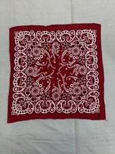 Vintage Red Floral Paisley Bandana Made in USA RN 16429 100% Cotton 19x20
