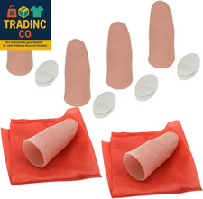 4PCS Red Magic Finger Lights  2PCS Disappearing Silk Thumb Tips Magic Trick Mag