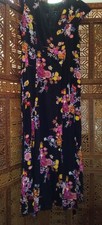 Forever21+* Black Floral Split Shorts Underneath V-Neck Long Maxi Dress Sz 18...