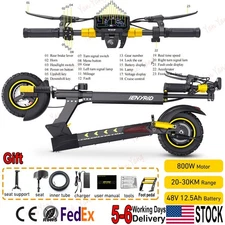 Electric Scooter Adult,800W 48V 28mph With Seat 10'' Foldable Commuter E-Scooter