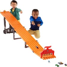 Hot Wheels 6-Lane Raceway Track Set w/ Lights Sounds 6 Cars 8ft Track