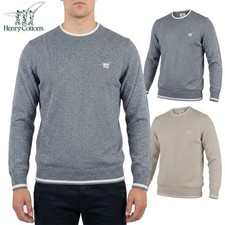 Maglione uomo girocollo 100% cotone melange HENRY COTTON'S S M L XL XXL 3XL