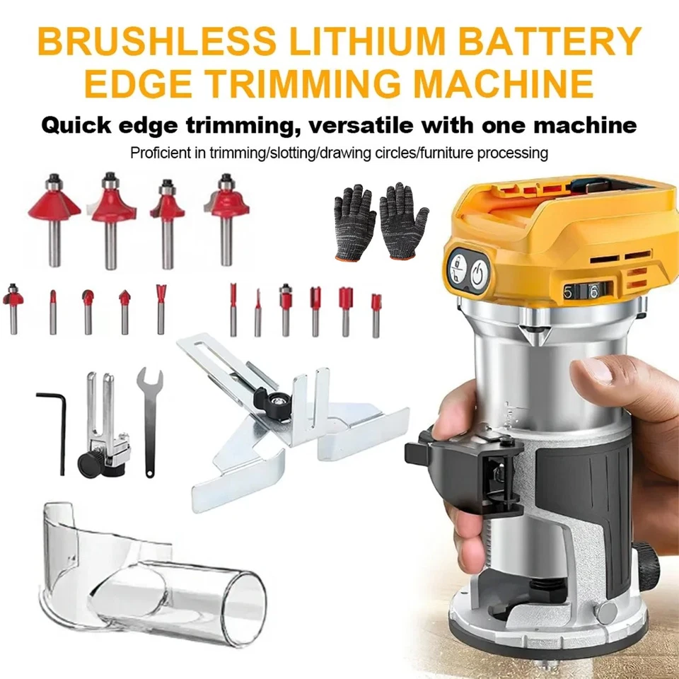 Cordless Compact Router for DeWalt 18V 20V Battery 6 Speeds for Woodworking Tool - Image 3 of 4