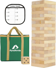 Giant Tumble Tower Stack to over 5.2Ft, 60 PCS Pine Wooden Stacking Timber Tower