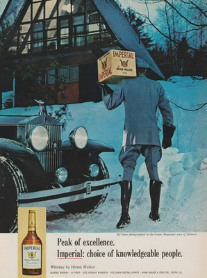 1966 Hiram Walker Imperial Whiskey - Rolls Royce - Green Mountain, VT - Print Ad