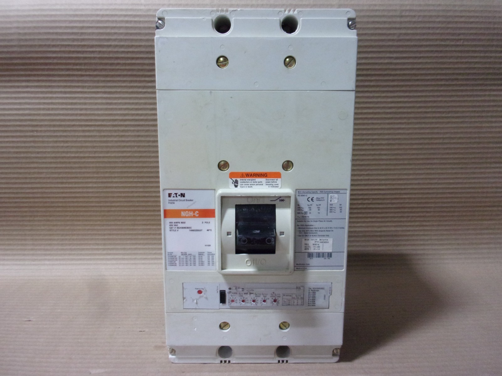 Eaton Cutler Hammer NGH NGH308036EC 3 Pole 800 Amp Circuit Breaker LSIG GFI