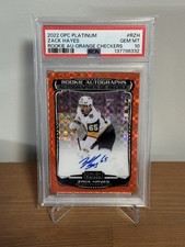 2022-23 OPC Platinum Zack Hayes Orange Checkers Rookie Auto /15 PSA 10 POP 1