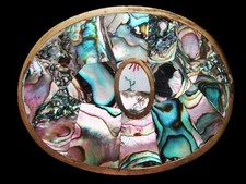 MJ01162 VINTAGE 1970s SOUTHWESTERN DESIGN ABALONE SHELL BELT BUCKLE