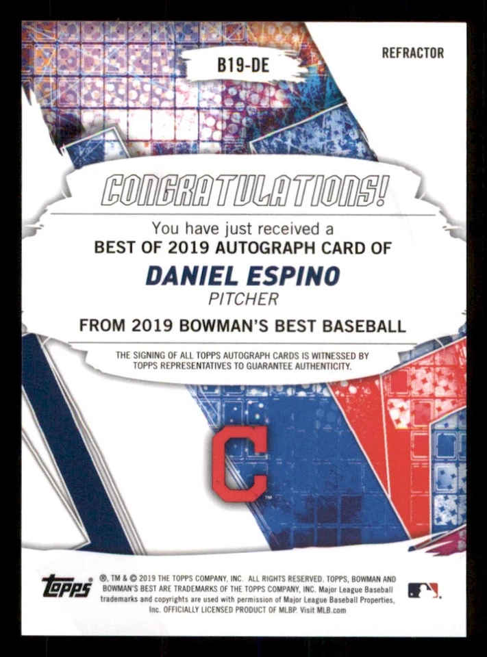2019 Bowman's Best Best of '19 AUTO Refractors #B19DE Daniel Espino - Image 2 of 2