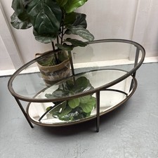 Gallery Direct Hudson Antique Oval Bronze & Glass Mirrored Coffee Table