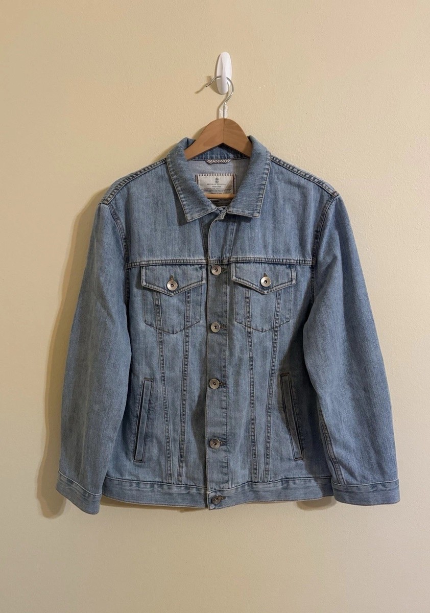 Brunello Cucinelli Denim Trucker Jacket Light Indigo Blue 50 | eBay