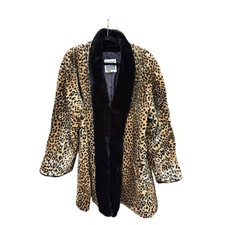 Women's Faux Fur Cheetah Print Long Coat Jacket
