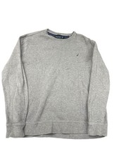 Nautica Mens Crewneck Sweater Medium Gray Color Blue Logo