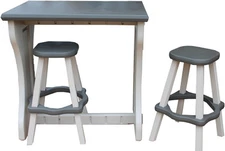 Leisure Accents Double Bar Set w/ 2 Barstools - Deep Grey/Warm Grey - Durable