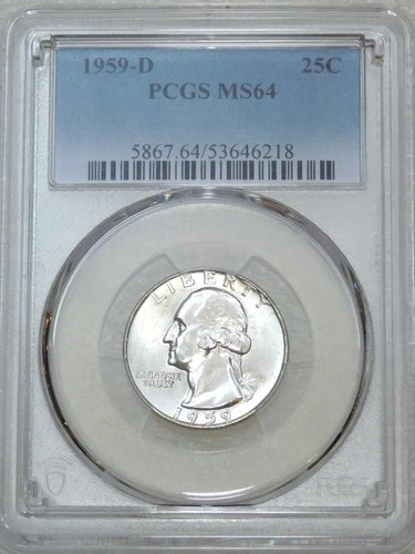 1959 D Washington Silver Quarter PCGS MS64 White PQ Just Graded New Holder A233C