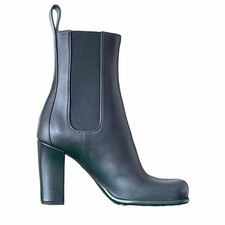 BOTTEGA VENETA 677271 Women's Black Leather Storm Ankle Boots shoes, 37.5